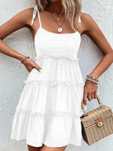 Shiny Frill Spaghetti Strap Tiered Dress - Sun Imperial (photo 1)