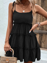 Shiny Frill Spaghetti Strap Tiered Dress - Sun Imperial (photo 4)