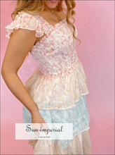 Smocked Ruffle Layered Floral Midi Dress Sun-Imperial United States