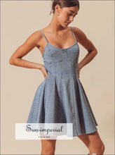 A Line Fit and Flare Denim Mini Dress Sun-Imperial United States
