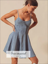 A Line Fit and Flare Denim Mini Dress Sun-Imperial United States