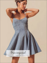 A Line Fit and Flare Denim Mini Dress Sun-Imperial United States