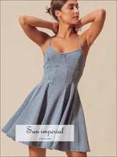 A Line Fit and Flare Denim Mini Dress Sun-Imperial United States