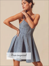A Line Fit and Flare Denim Mini Dress Sun-Imperial United States