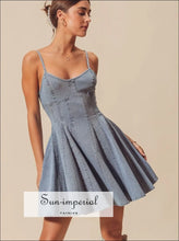 A Line Fit and Flare Denim Mini Dress Sun-Imperial United States