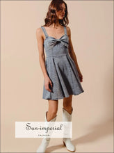 Mineral Washed Bow Ribbon Denim Flare Dress Dress, Ship from USA Sun-Imperial United States