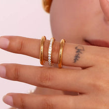 Stainless Steel Zircon Ring 3 Piece Set - product photo 2