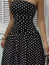 Strapless Polka Dot Ruched Maxi Dress - product photo 12