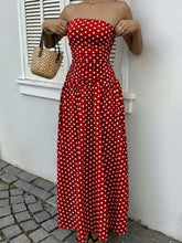Strapless Polka Dot Ruched Maxi Dress - product photo 16