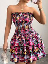 Strapless Smocked Floral Tiered Mini Dress - Sun Imperial (photo 1)