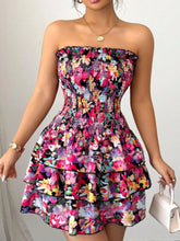 Strapless Smocked Floral Tiered Mini Dress - Sun Imperial (photo 2)