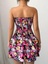 Strapless Smocked Floral Tiered Mini Dress - Sun Imperial (photo 5)