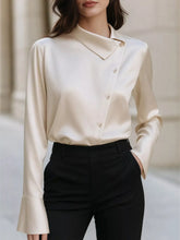 Asymmetric Collar Satin Blouse - Sun Imperial product photo 1