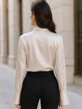 Asymmetric Collar Satin Blouse - Sun Imperial product photo 2
