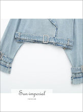 Belted Cropped Denim Jacket with Lapel Collar - Sun Imperial product photo 4