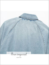 Belted Cropped Denim Jacket with Lapel Collar - Sun Imperial product photo 6