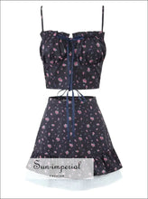 Black Floral Lace-Trim Cami and Mini Skirt Set - Sun Imperial product photo 1