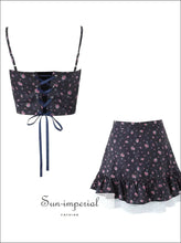 Black Floral Lace-Trim Cami and Mini Skirt Set - Sun Imperial product photo 2