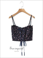 Black Floral Lace-Trim Cami and Mini Skirt Set - Sun Imperial product photo 3