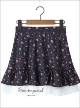 Black Floral Lace-Trim Cami and Mini Skirt Set - Sun Imperial product photo 4