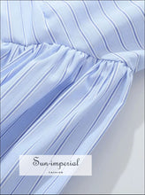 Blue Striped Halter Corset Mini Dress – Backless Bow Swing Summer backless summer dress, blue striped corset dress women, halter mini low