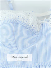 Blue Striped Lace-Up Corset Mini Dress - Sun Imperial product photo 4