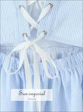 Blue Striped Lace-Up Corset Mini Dress - Sun Imperial product photo 5