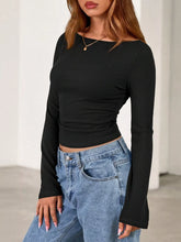 Boat-Neck Flare-Sleeve Stretch T-Shirt - Sun Imperial product photo 10