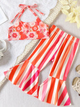 Children's Floral Print Crop Top and Striped Pants Set - Sun Imperial product photo 2