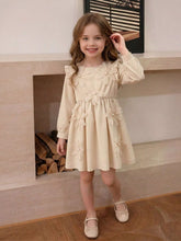 Children's Long-Sleeve Dress with 3D Floral Appliques and Pearl Accents - Sun Imperial product photo 1