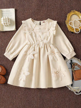 Children's Long-Sleeve Dress with 3D Floral Appliques and Pearl Accents - Sun Imperial product photo 2