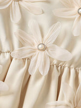 Children's Long-Sleeve Dress with 3D Floral Appliques and Pearl Accents - Sun Imperial product photo 4