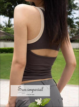 Contrast Cutout-Back Crop Tank Top - Sun Imperial product photo 5