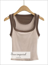 Contrast Cutout-Back Crop Tank Top - Sun Imperial product photo 9