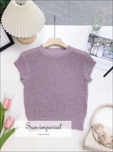 Crew-Neck Sheer Short-Sleeve Knit Top - Sun Imperial product photo 12