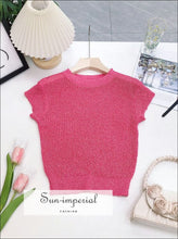 Crew-Neck Sheer Short-Sleeve Knit Top - Sun Imperial product photo 14