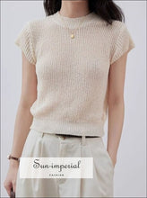 Crew-Neck Sheer Short-Sleeve Knit Top - Sun Imperial product photo 1