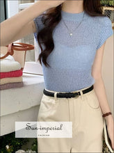 Crew-Neck Sheer Short-Sleeve Knit Top - Sun Imperial product photo 2