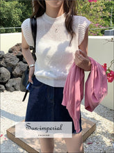 Crew-Neck Sheer Short-Sleeve Knit Top - Sun Imperial product photo 3