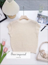 Crew-Neck Sheer Short-Sleeve Knit Top - Sun Imperial product photo 6