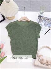Crew-Neck Sheer Short-Sleeve Knit Top - Sun Imperial product photo 9