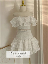 Embroidered Off-Shoulder Crop Top and Ruffle Mini Skirt Set - Sun Imperial product photo 1