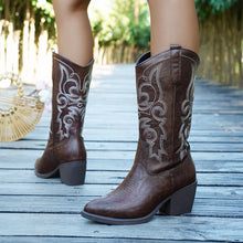 Embroidered Western Cowboy Boots with Mid-Calf Shaft - Sun Imperial product photo 7