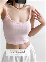 Eyelet Bow and Lace-Trim Cami Crop Top - Sun Imperial product photo 1