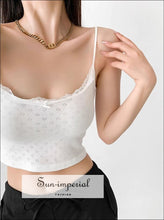 Eyelet Bow and Lace-Trim Cami Crop Top - Sun Imperial product photo 3