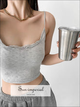 Eyelet Bow and Lace-Trim Cami Crop Top - Sun Imperial product photo 4