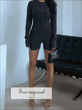 Fitted Buttoned Long-Sleeve Romper - Sun Imperial product photo 2