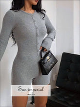 Fitted Buttoned Long-Sleeve Romper - Sun Imperial product photo 5