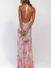 Floral Halter Deep V Maxi Dress - Sun Imperial (photo 4)