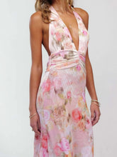 Floral Halter Deep V Maxi Dress - Sun Imperial (photo 5)